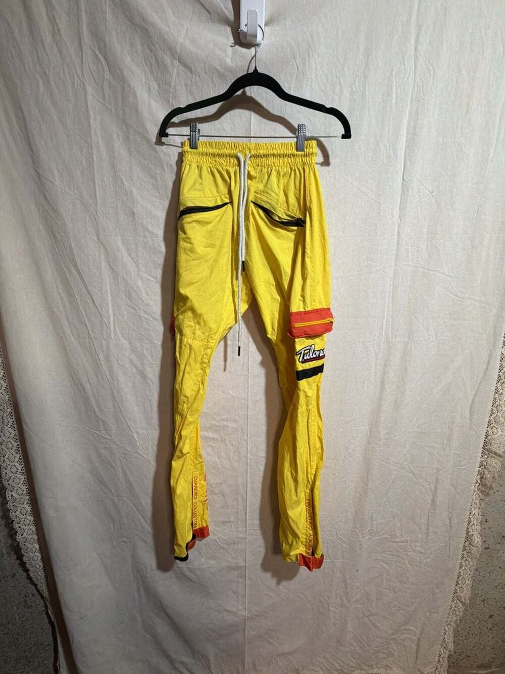 Tulone’s Currency Collectors Yellow Nylon Parachute Track Pants